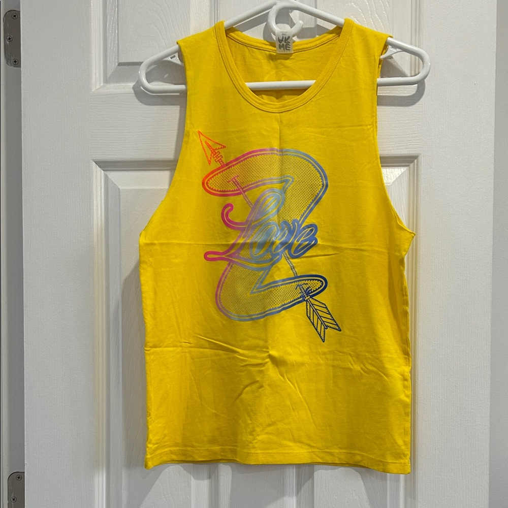 ZUMBA SALE! Yellow Instructor Muscle Tee with Multicolor Design
